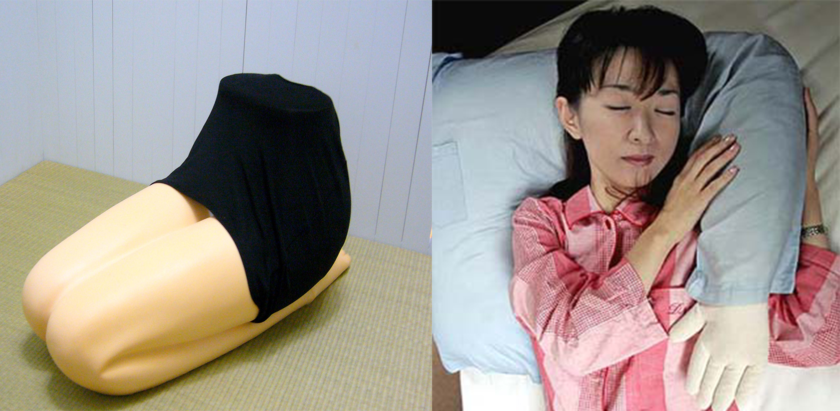 Japanese masturbates with pillow